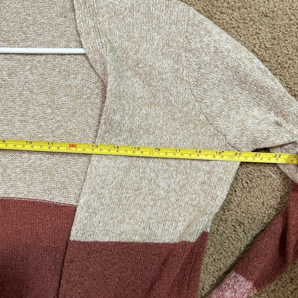 Pink Clover Tan & Rust Colorblock Open-Front Cardigan Size Small - Picture 6 of 6